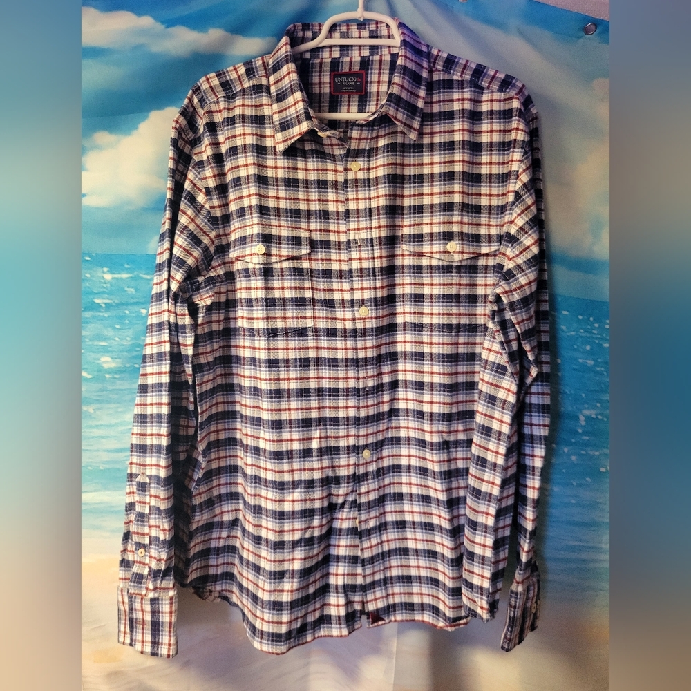 UNTUCKit Mens Long Sleeve Button Down Plaid Flannel Shirt Size XL